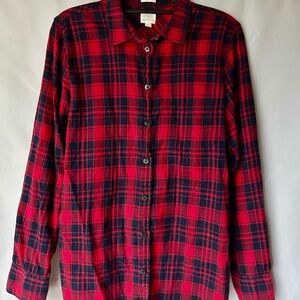 J. Crew Red and Black Plaid Casual Shirt